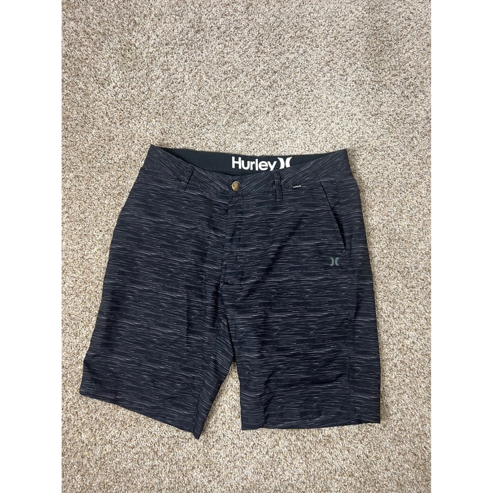 Hurley Mens Hybrid Walk Shorts Black Space Dye Size 32 Board Shorts Quick Dry